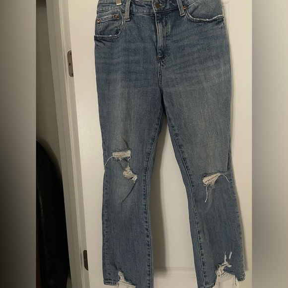 Pistola High Rise Blue Distressed Straight Leg Jeans with Classic Medium Wash 28 - Picture 5 of 9